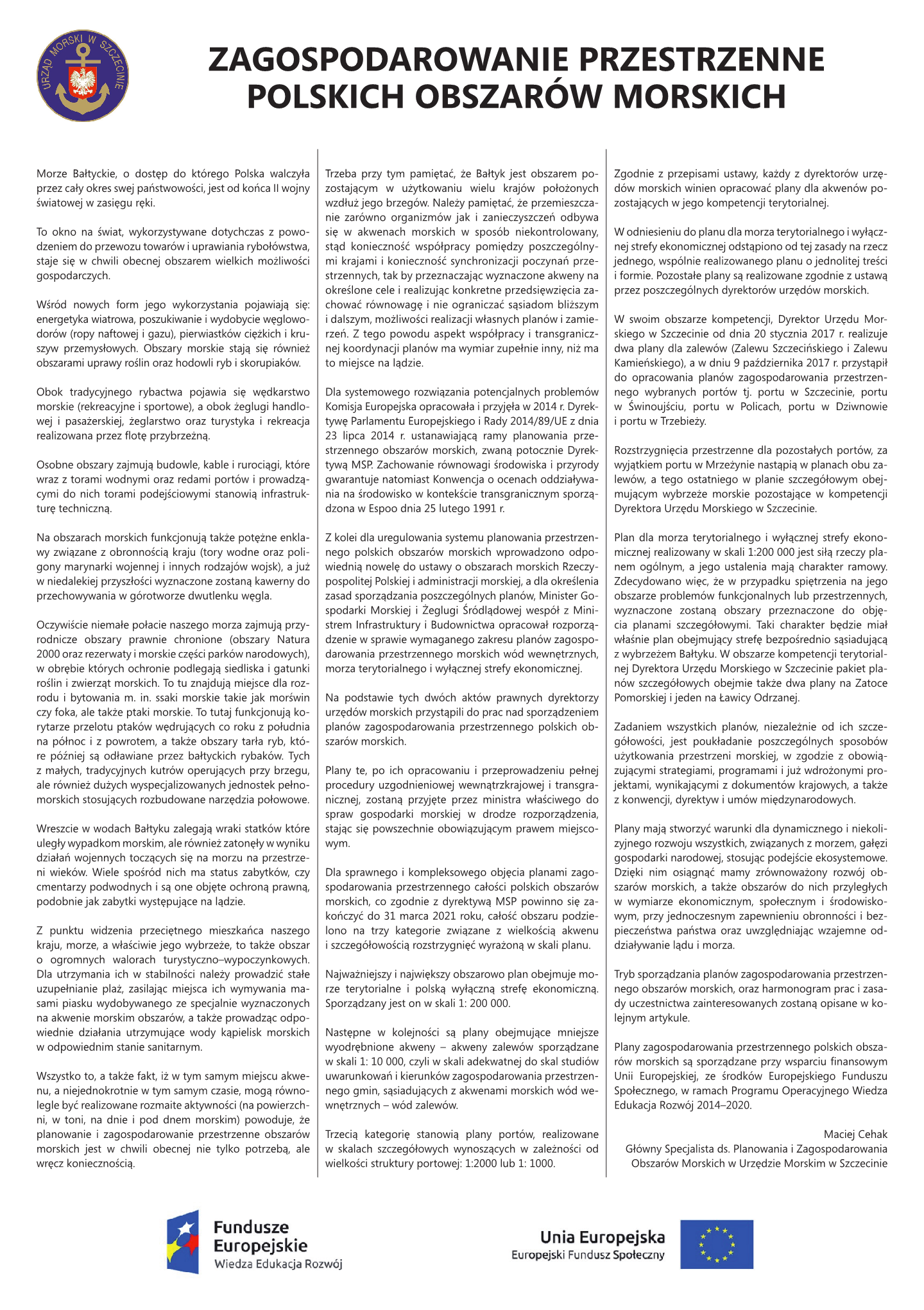 ZAGOSPODAROWANIE PRZESTRZENNE POLSKICH OBSZARÓW MORSKICH